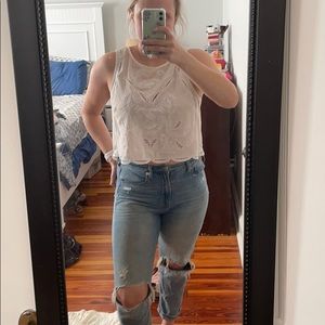 Open back lace detail tank